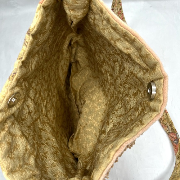 Vintage Daphne Canvas Tassel Pastel Crossbody Purse Cottage Fringe Pink Antique - Picture 8 of 10